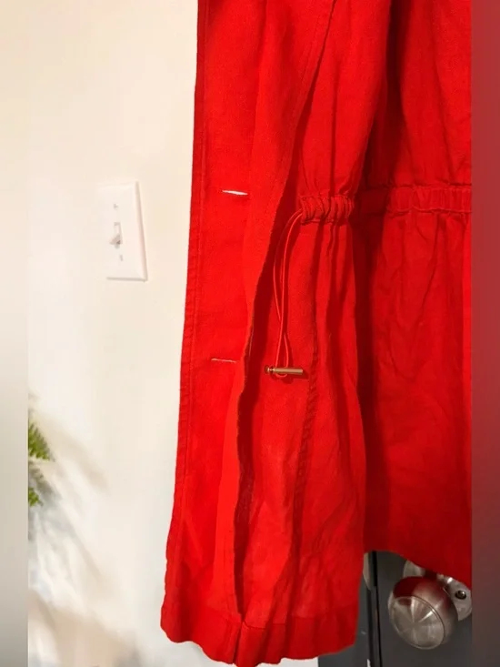 Marc New York Linen Bright Red Drawstring-Waist Utility Jacket - Picture 3 of 7